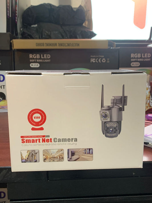 🚨 LIQUIDACIÓN DE STOCK – Cámara Exterior Doble Lente Negra con Visión Nocturna HD y Protección 24/7 🔥